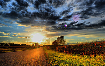 Landscape, Sunset, Roads HD wallpaper