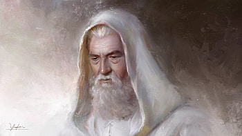 Gandalf, rockyoung, white, fantasy, man, portrait, face, wizard, lotr HD wallpaper
