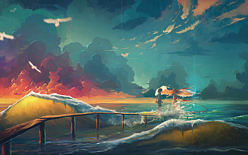 When He Mets Angel, angel, artist, artwork, digital-art, deviantart HD wallpaper