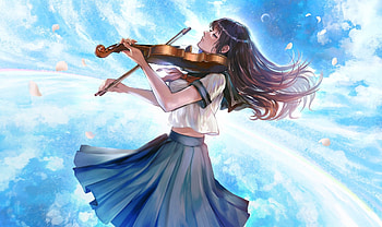 Anime Original, Violin, girl, Anime, Original HD wallpaper
