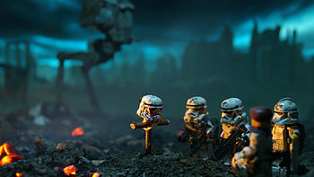 Artistic Lego stormtrooper burial, Creative artistry, Emotional tribute, Striking HD wallpaper