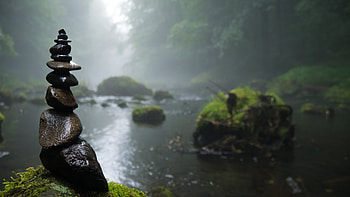 Stones Piled Up, stones, nature, rain HD wallpaper