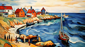 Expressionist Seaside Landscape Painting, landscape, painting, artistic, Expressionism HD wallpaper