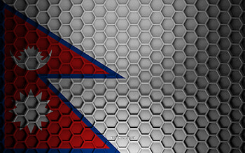 Nepal flag, 3d hexagons texture, Nepal, 3d texture, Nepal 3d flag, metal texture, flag of Nepal HD wallpaper