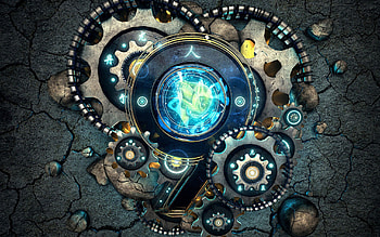 Gears , resolution, Digital art, Cool blue aesthetics HD wallpaper