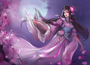 Fantasy Girl, Artwork, Girl, Dress, Pink HD wallpaper