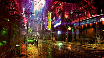 Cybercity, art, streets HD wallpaper