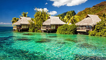 Crystal Beach, Beach, Nature, Clear water, Huts HD wallpaper
