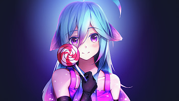 Anime Girl Cute Rainbows And Lolipop, anime-girl, anime, artist, artwork, digital-art, deviantart HD wallpaper