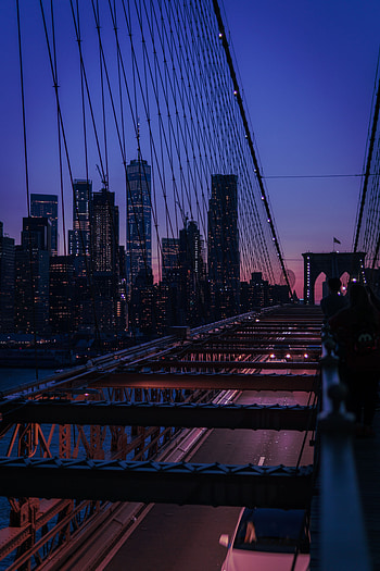 Cities, Twilight, City, Building, Overview, Review, Skyscrapers, Dusk, Bridge, View HD phone wallpaper