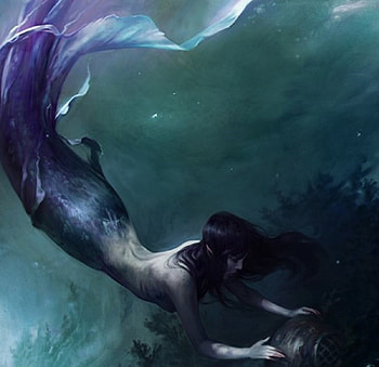 Mermaid, art, absctrat, girl, beauty, dark, woman, lady, anime, fantasy, water, lovely, fantasy woman, asbtract, ocean, female HD wallpaper
