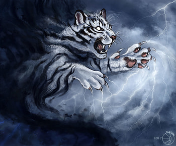 Tiger, Art, Grin, Predator, Claws HD wallpaper