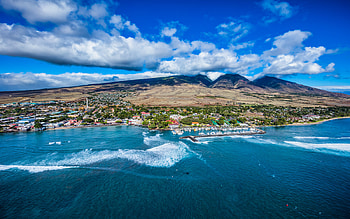 Lahaina Big Wave Day, Maui, harbor, ocean, graphy, aerial HD wallpaper