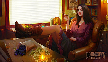 Lula Morgan, fantasy, luminos, tallulah lula morgan, mario wibisono, girl, office HD wallpaper