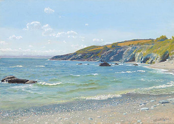 Perranpoint. Cornwall. England., sea, painting, cornwall, art, arthur hughes, england HD wallpaper