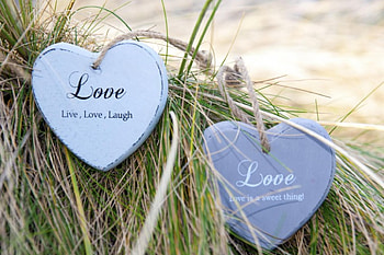 Love, words, hearts, grass, heart HD wallpaper