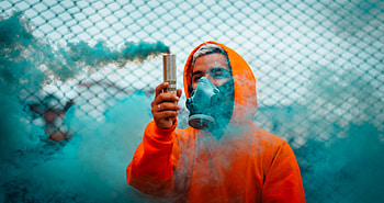 Orange Hoodie Guy With Smoke, graphy, mask HD wallpaper