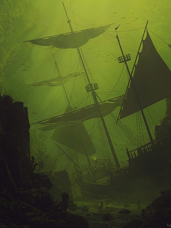 Ghost Ship, Sunken ship, Underwater scene, Sailing adventure HD phone wallpaper