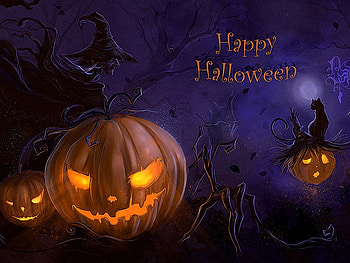 hALLOWEEN GREETINGS, SPOOKY, OCTOBER, MONTH, PUMPKINS, HALLOWEEN, GREETINGS, WITCH HD wallpaper