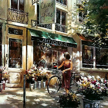 Brent Heighton. The corner of solar street, painting, art, street, brent heighton, woman HD wallpaper