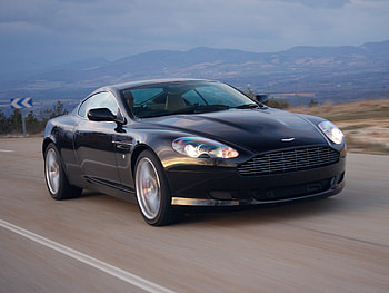 Sports, Auto, Nature, Mountains, Aston Martin, Cars, Asphalt, Front View, Speed, Style, Db9, 2006 HD wallpaper