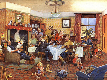 One Big Family, gathering, room, laughter, sharing HD wallpaper