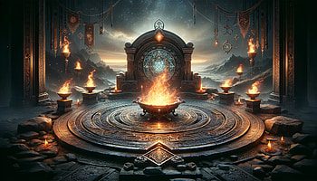 Mystical Fire Pit Sanctuary, fire pit, magic, fantasy, fire, Ancient HD wallpaper
