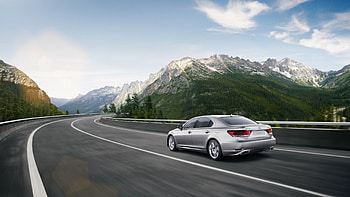 lexus ls, road, lexus, sedan, mountain HD wallpaper