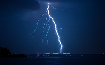 Lightning, night, landscape, nature HD wallpaper