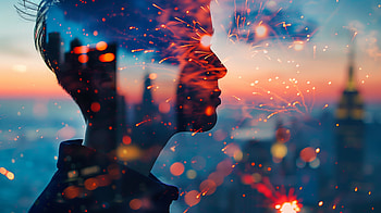 Double Exposure Artistic Man Face, double exposure, artistic, man, face HD wallpaper