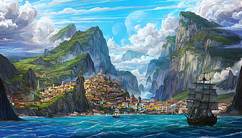 Fantasy Coastline: A Majestic City by the Sea –, fantasy, city, fantasy city HD wallpaper