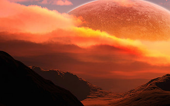 Fantasy sky, space, moon, cloud, sunset HD wallpaper