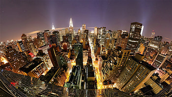 New York, Cities, Skyscrapers, Manhattan, Fish Eye HD wallpaper