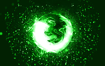 Mozilla green logo, , green neon lights, creative, green abstract background, Mozilla logo, brands, Mozilla HD wallpaper