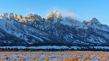 Sunset in Grand Teton National Park, snow, peaks, sky, wyoming, usa, ice HD wallpaper