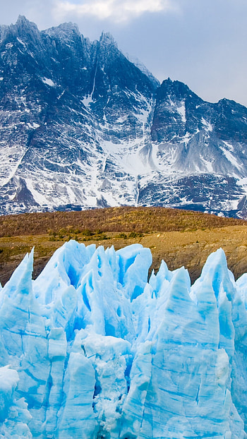 Glacier, Untouched wilderness, Snow-capped peaks, Serene tranquility HD phone wallpaper