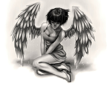 Angel, wings, , girl, dress, beauty, fantasy, abstract, cg HD wallpaper