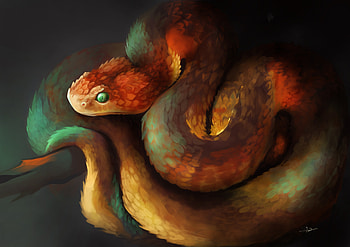 Art, Brown, Reptile, Snake, Scales, Scale HD wallpaper