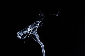 Artistic of white smoke swirls on a black backdrop. HD wallpaper
