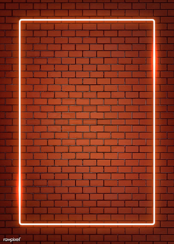 Rectangle orange neon frame on an orange brick wall vector. premium / in 2020. Orange brick, Black background , Dark background HD phone wallpaper