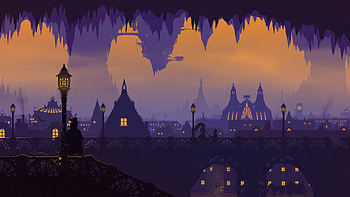 Art, Night, City, Building, Lights, Silhouette, Lanterns HD wallpaper