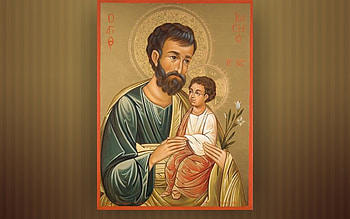Saint Joseph with Jesus, Joseph, Jesus, saint, icon HD wallpaper