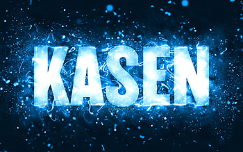 Happy Birtay Kasen, , blue neon lights, Kasen name, creative, Kasen Happy Birtay, Kasen Birtay, popular american male names, with Kasen name, Kasen HD wallpaper