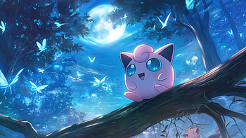 Jigglypuff: Enchanting Ultra Under the Moonlight, Anime, Pokemon, Jigglypuff (Pokémon), night, anime night HD wallpaper