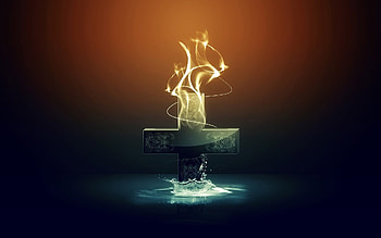 Water, Background, Fire, Crosses HD wallpaper