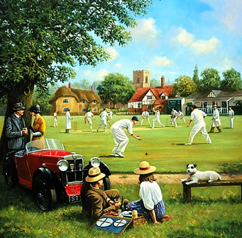 Sunday Afternoon, affair, car, cricket, summer, sunday, tryst, mg, meeting, vintage, village, picnic HD wallpaper