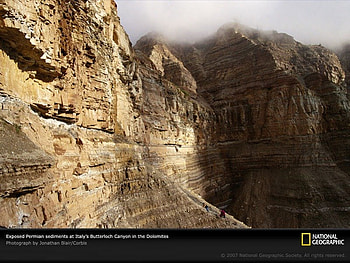 Butterloch canyon - Permian period, graphy, , dinosaurs, nice, canyon, amazing, mountains, cloud, national geographic, dinosaur, other, butterloch, beautiful, mountain, prehistoric, prehistory, cool, paleontology, clouds, nature, permian HD wallpaper
