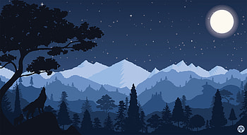 Art, Night, Wood, Tree, Wolf HD wallpaper