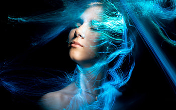 :), summer, blue, black, fantasy, jellyfish, face, girl, woman, vara HD wallpaper
