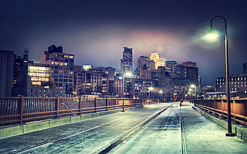 Cities, Winter, Usa, Shine, Light, Bridge, Evening, United States, r, Minneapolis HD wallpaper
